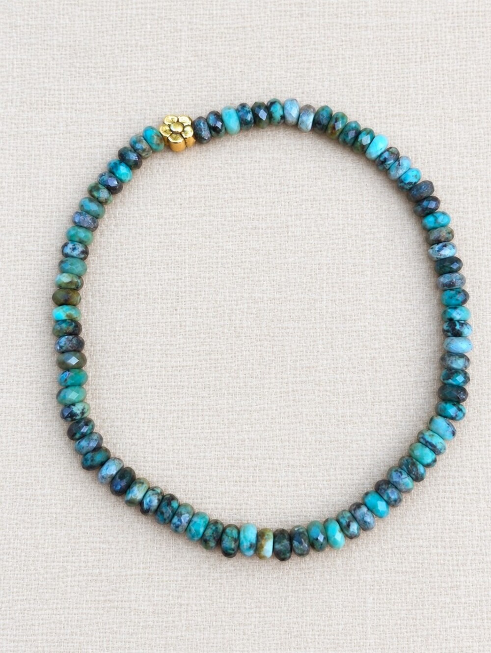 African Turquoise Beaded Stretch Bracelet | Handmade
